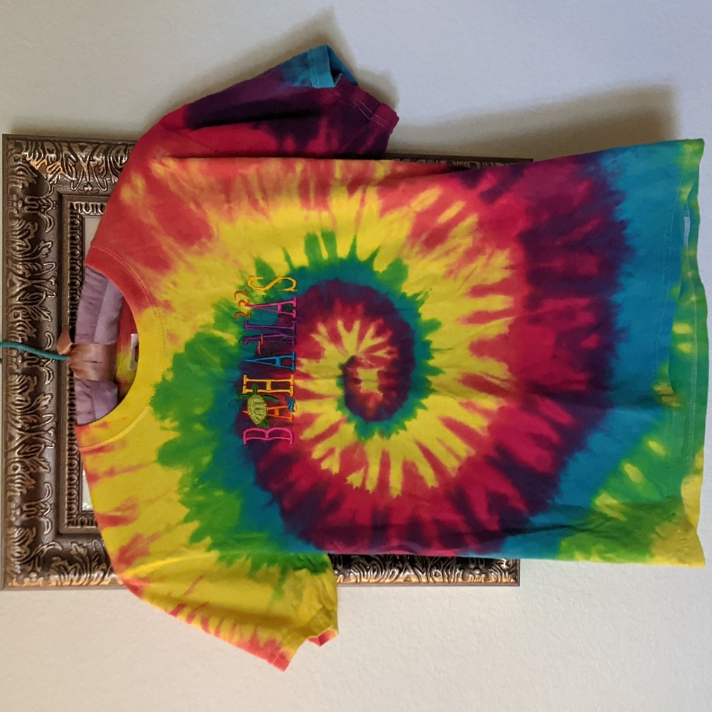 🌈14-16, unisex Fruit of the Loom, tie dye Bahamas t-shirt 100% cotton
